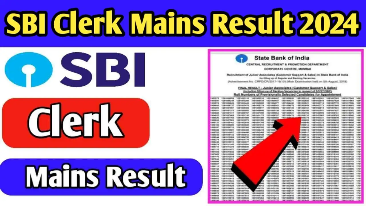 SBI Clerk Mains Result 2024 परिणाम 27/06/2024 को SBI के Official website द्वारा जारी किया गया था. जिसका Marks उसके Official website पे डेट 04/07/2024 को जारी किया गया है